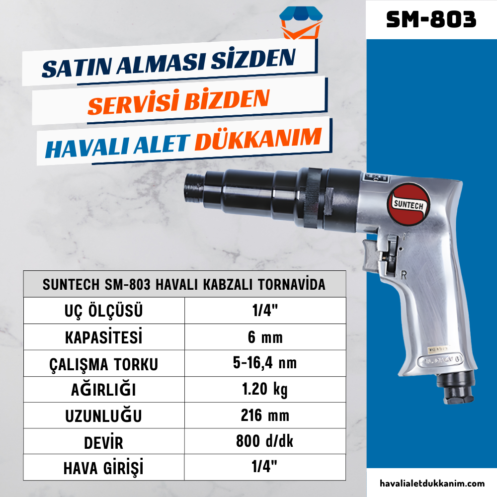 SUNTECH SM-803 Havalı Kabzalı Tornavida