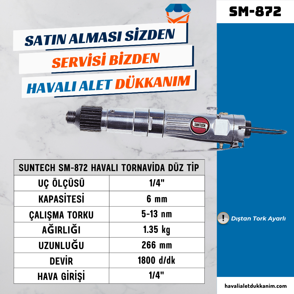 SUNTECH SM-872 Havalı Tornavida Düz Tip