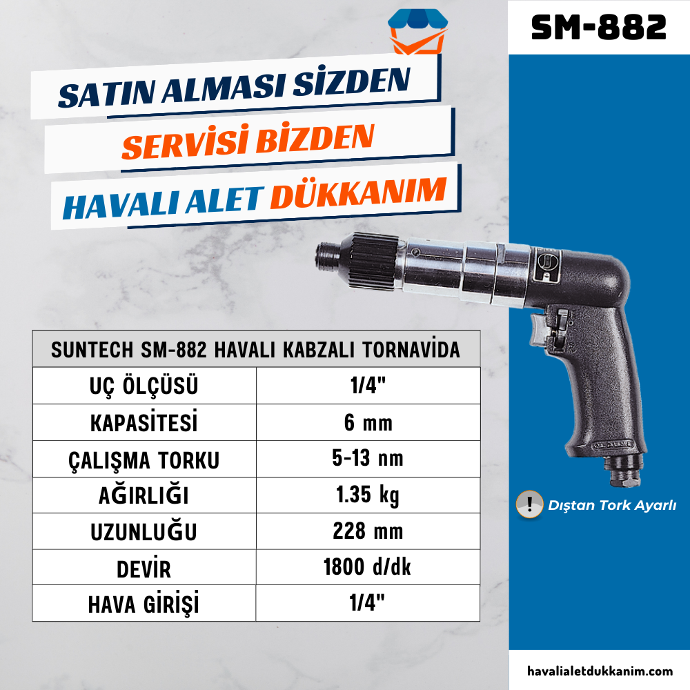 SUNTECH SM-882 Havalı Kabzalı Tornavida