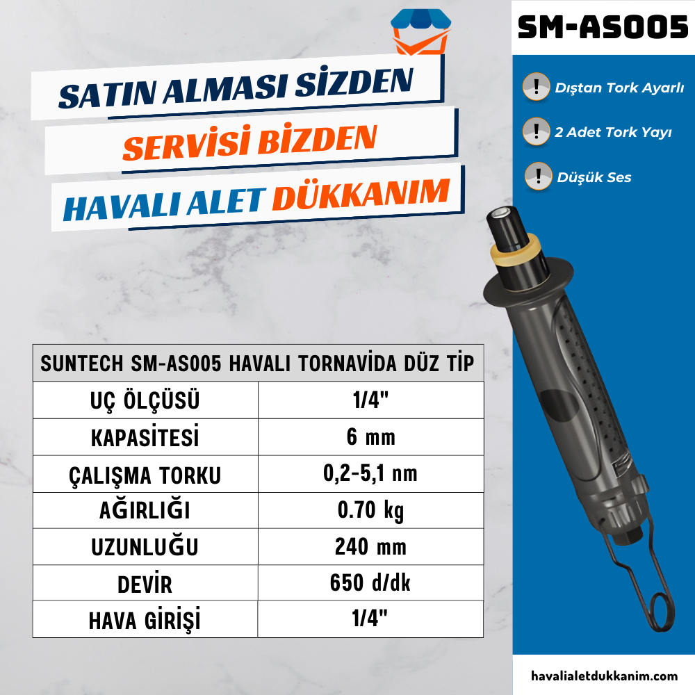SUNTECH SM-AS005 Havalı Tornavida Düz Tip