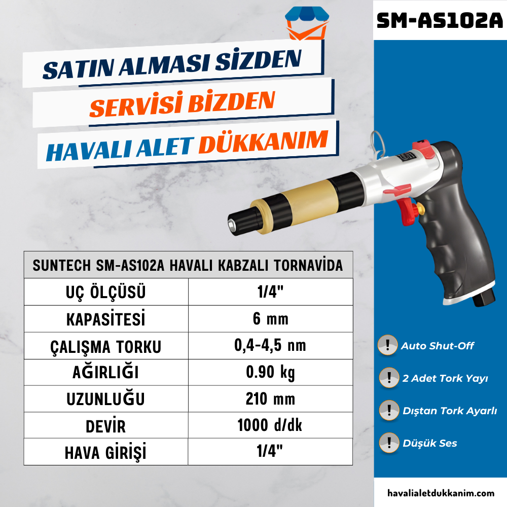 SUNTECH SM-AS102A Havalı Kabzalı Tornavida