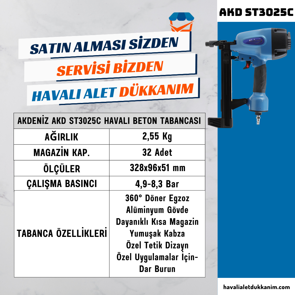 AKDENİZ AKD ST3025C Havalı Beton Tabancası
