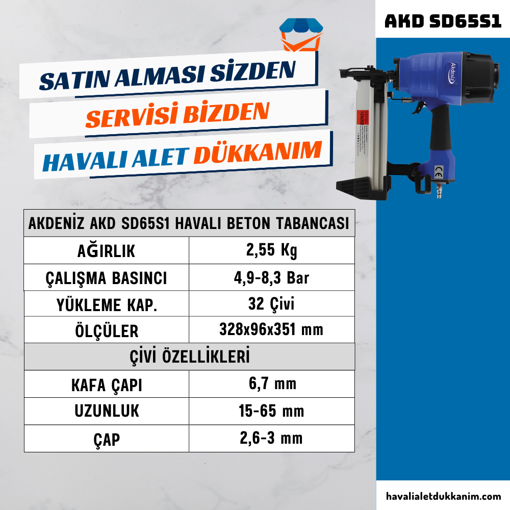 AKDENİZ AKD SD65S1 Havalı Beton Tabancası