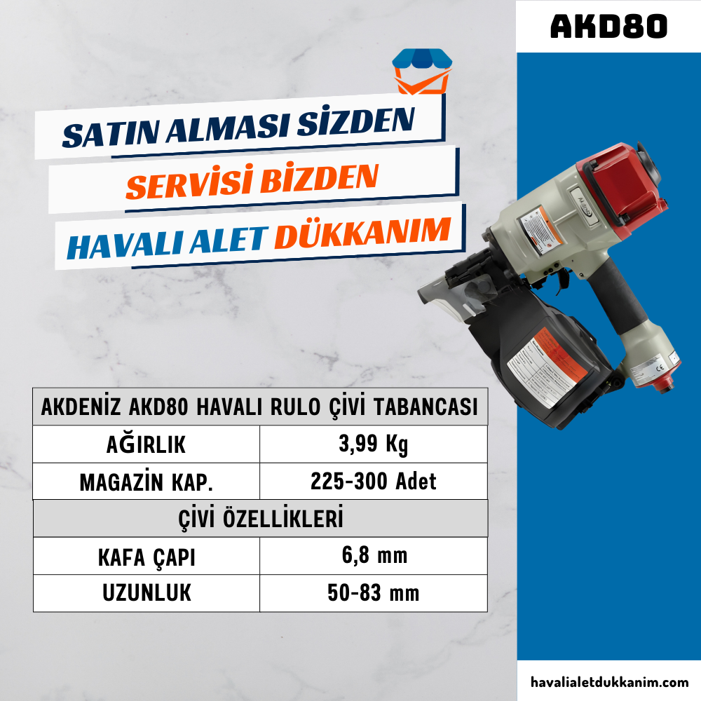 AKDENİZ AKD80 Havalı Rulo Çivi Tabancası