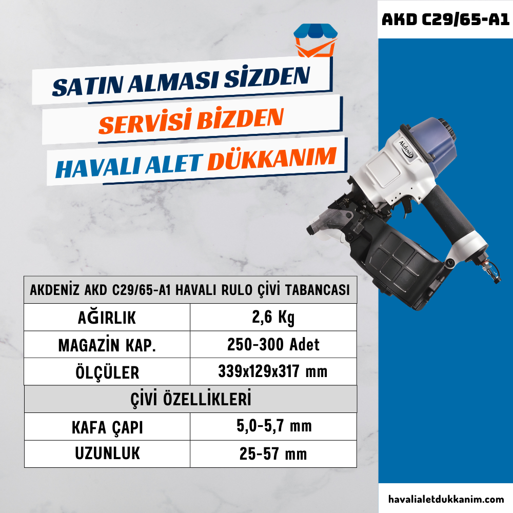 AKDENİZ AKD C29/65-A1 Havalı Rulo Çivi Tabancası