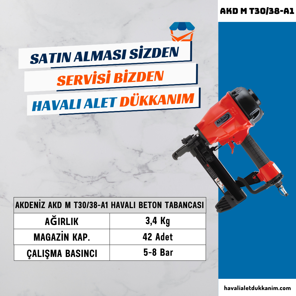 AKDENİZ AKD M T30/38-A1 Havalı Beton Tabancası