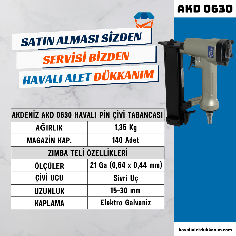 AKDENİZ AKD 0630 Havalı Pin Çivi Tabancası 0,6 mm