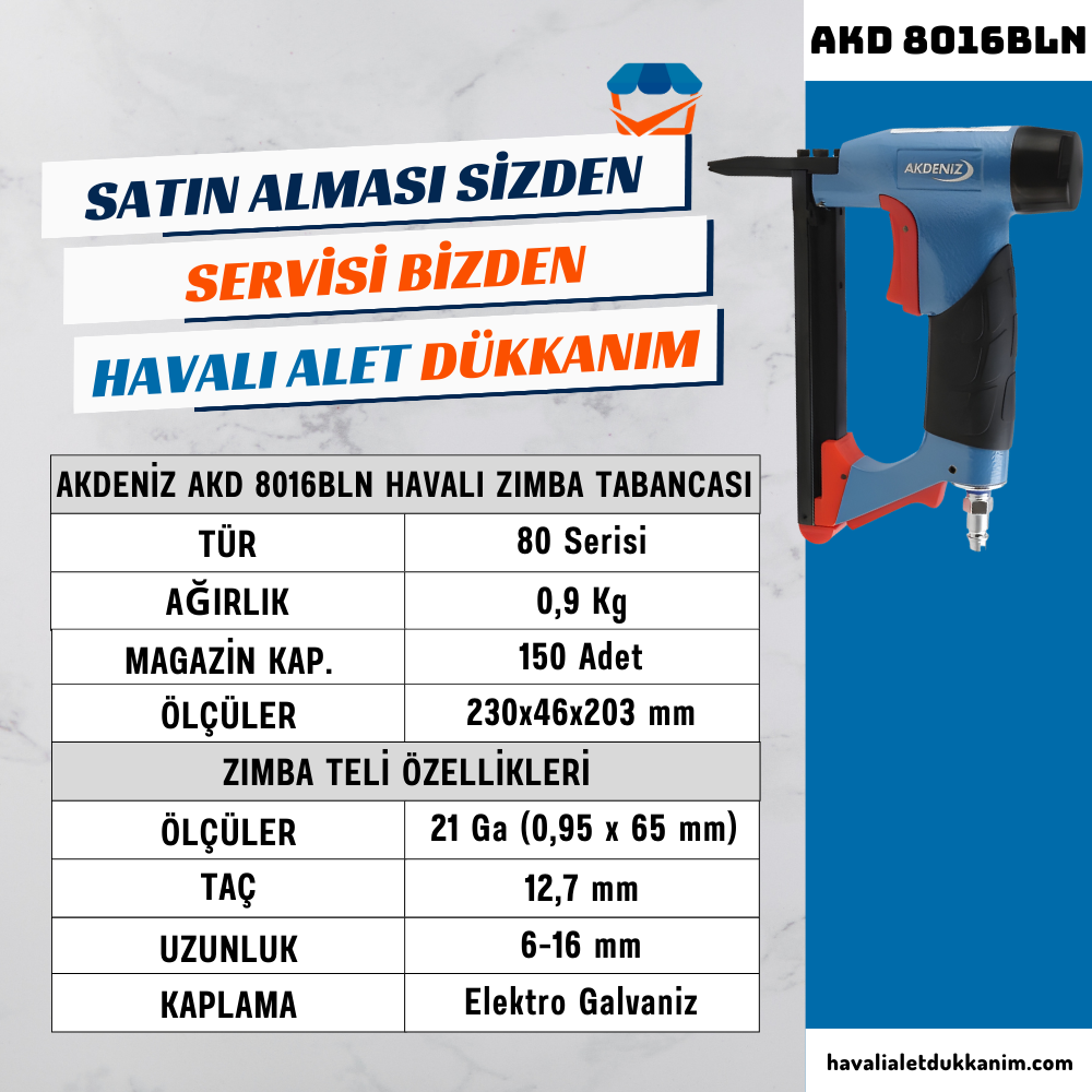 AKDENİZ AKD 8016BLN Havalı Zımba Tabancası
