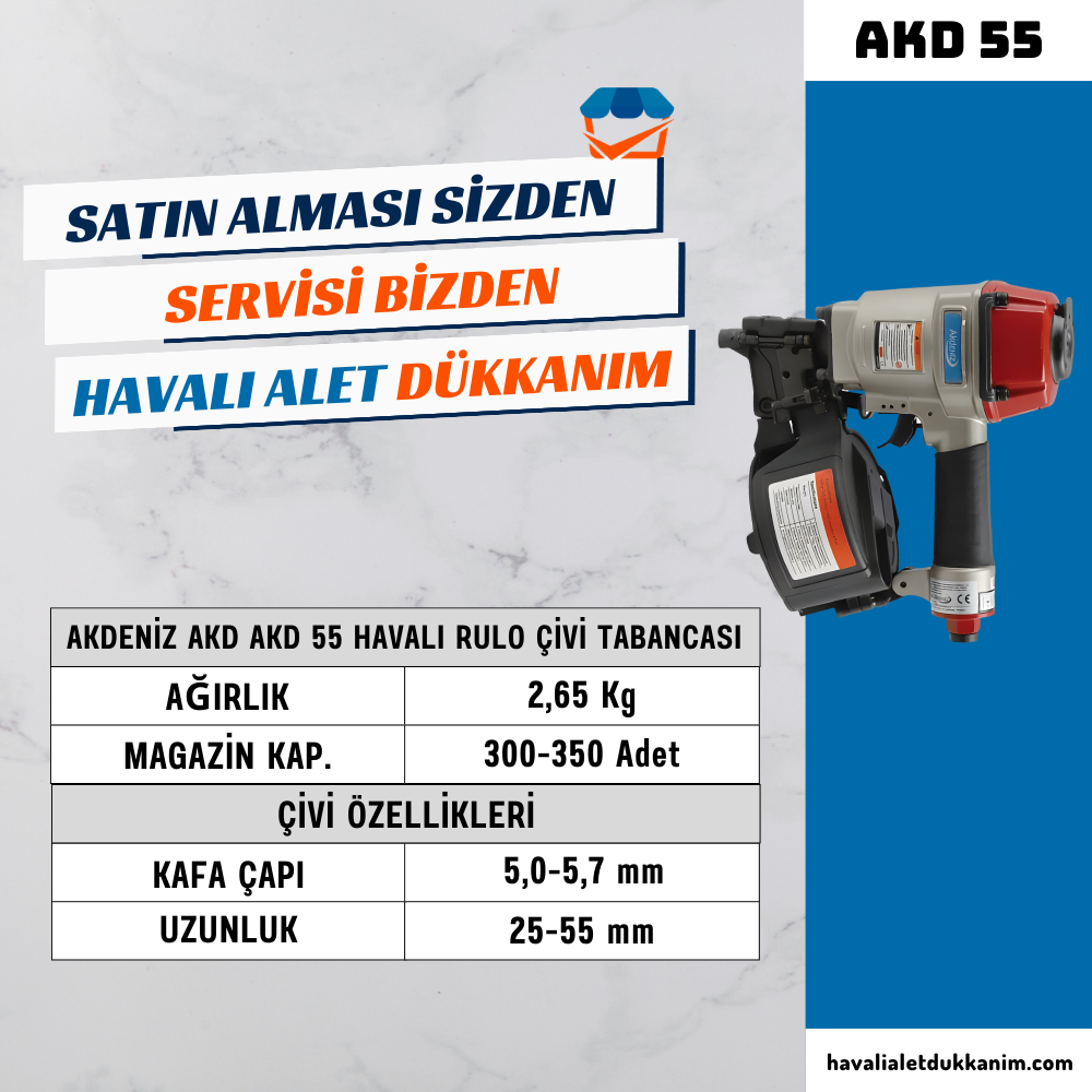 AKDENİZ AKD 55 Havalı Rulo Çivi Tabancası