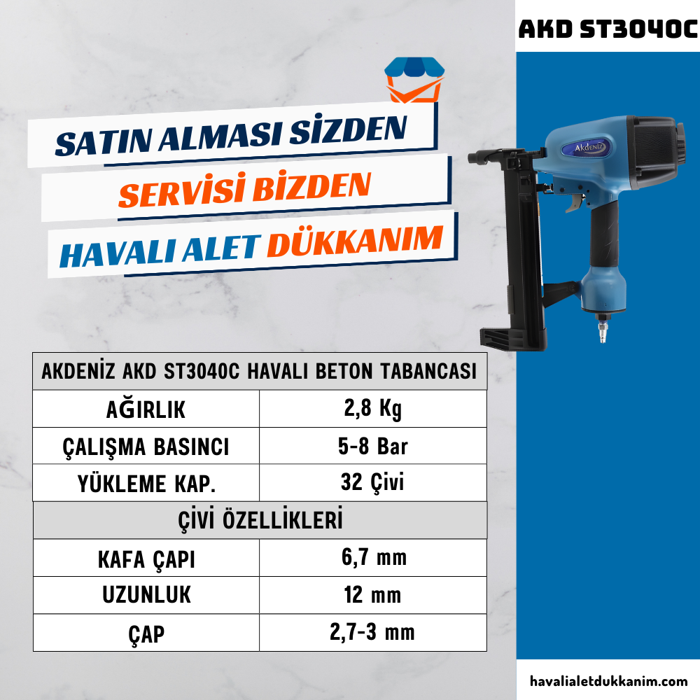 AKDENİZ AKD ST3040C Havalı Beton Tabancası