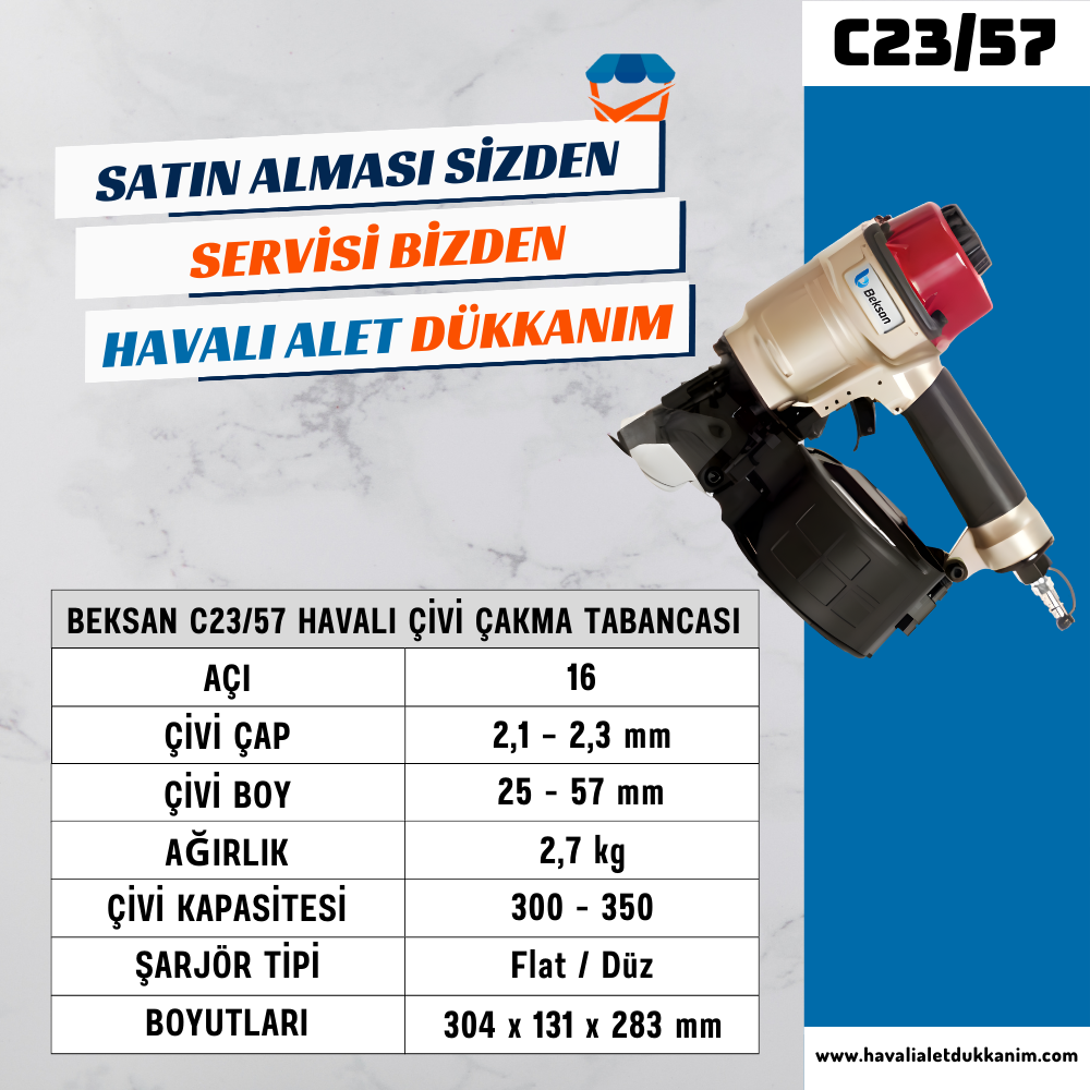 BEKSAN C23/57 Havalı Çivi Çakma Tabancası