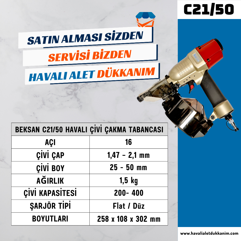 BEKSAN C21/50 Havalı Çivi Çakma Tabancası