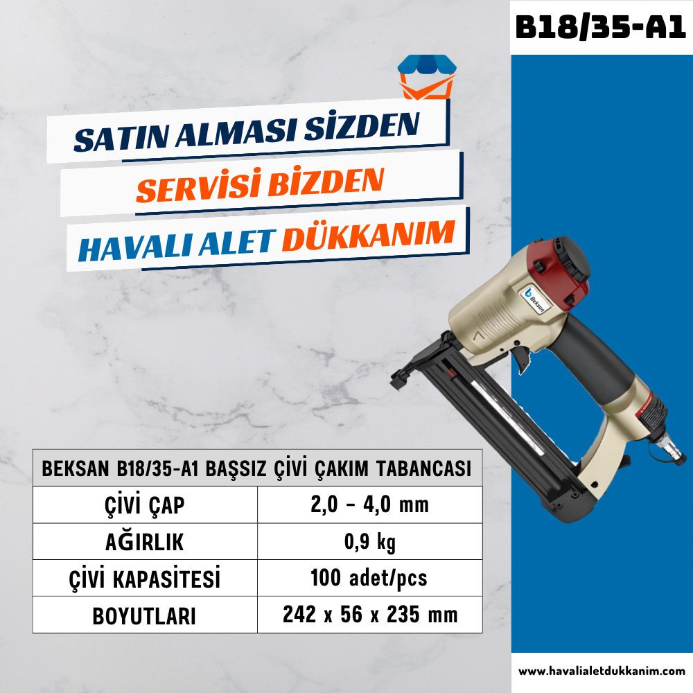 BEKSAN B18/35-A1 Başsız Çivi Çakım Tabancası