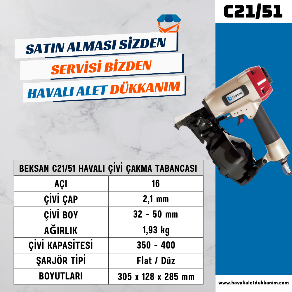 BEKSAN C21/51 Havalı Çivi Çakma Tabancası
