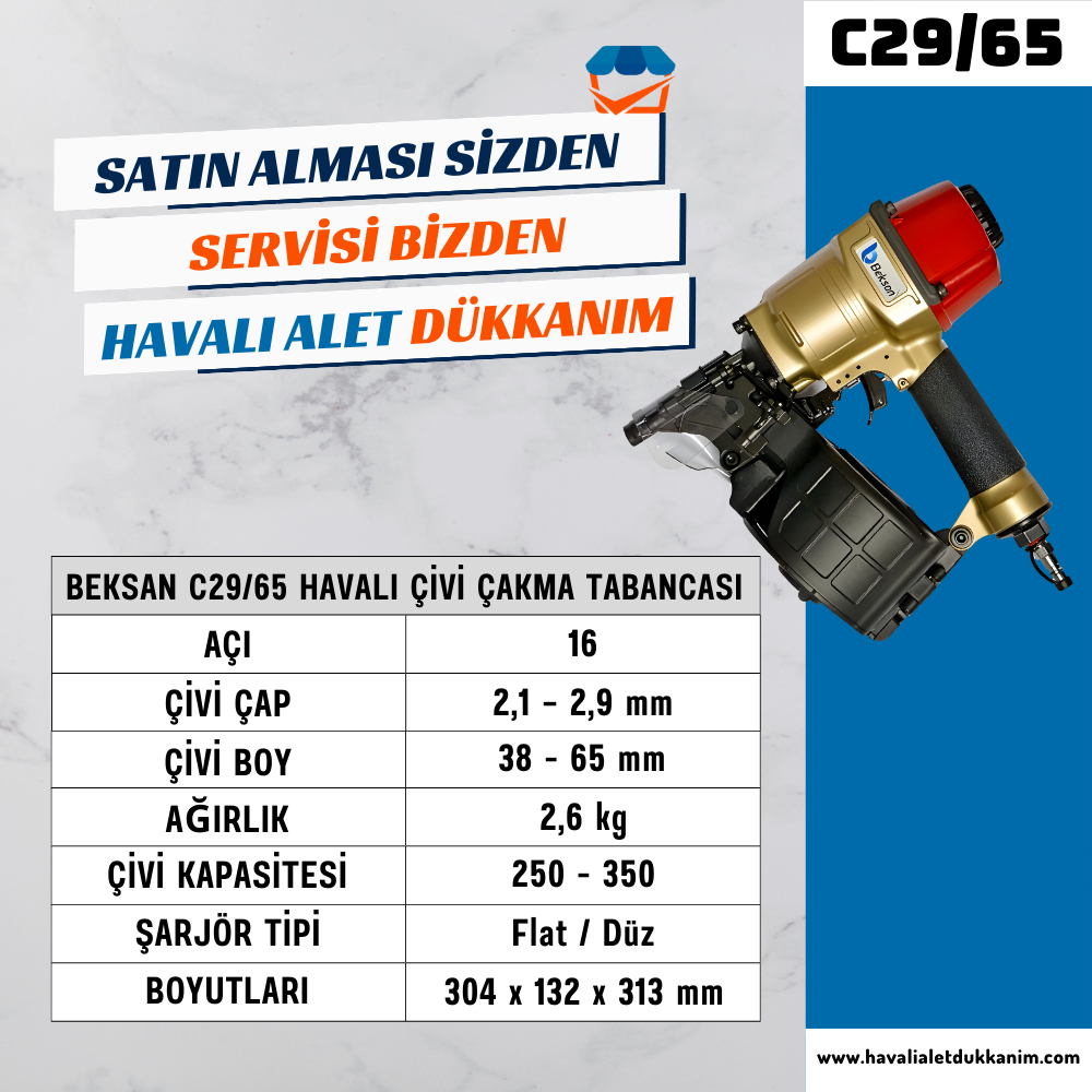 BEKSAN C29/65 Havalı Çivi Çakma Tabancası