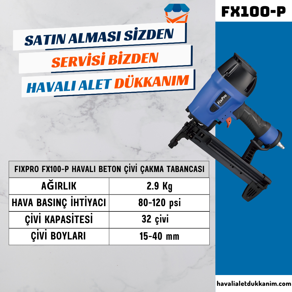 FIXPRO FX100-P Havalı Beton Çivi Çakma Tabancası