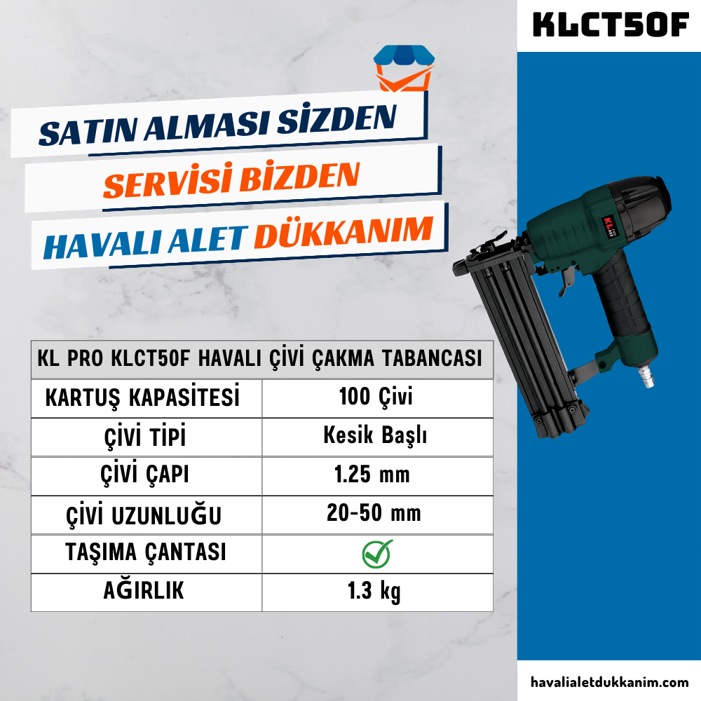 KL PRO KLCT50F Havalı Çivi Çakma Tabancası