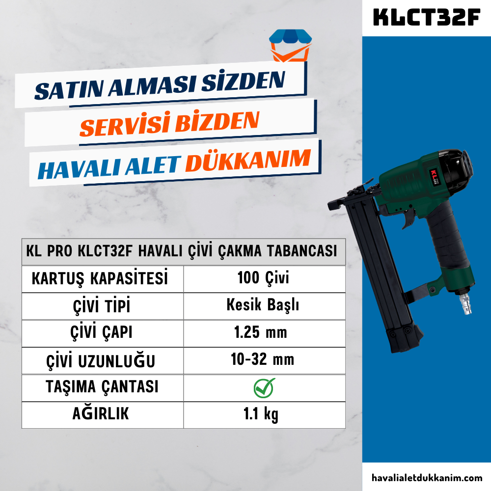 KL PRO KLCT32F Havalı Çivi Çakma Tabancası