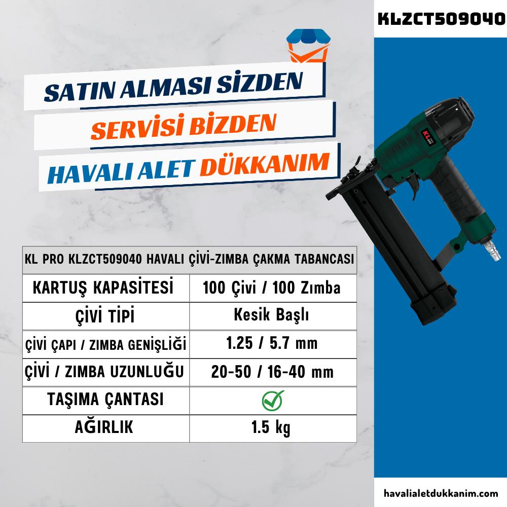 KL PRO KLZCT509040 Havalı Çivi-Zımba Çakma Tabancası