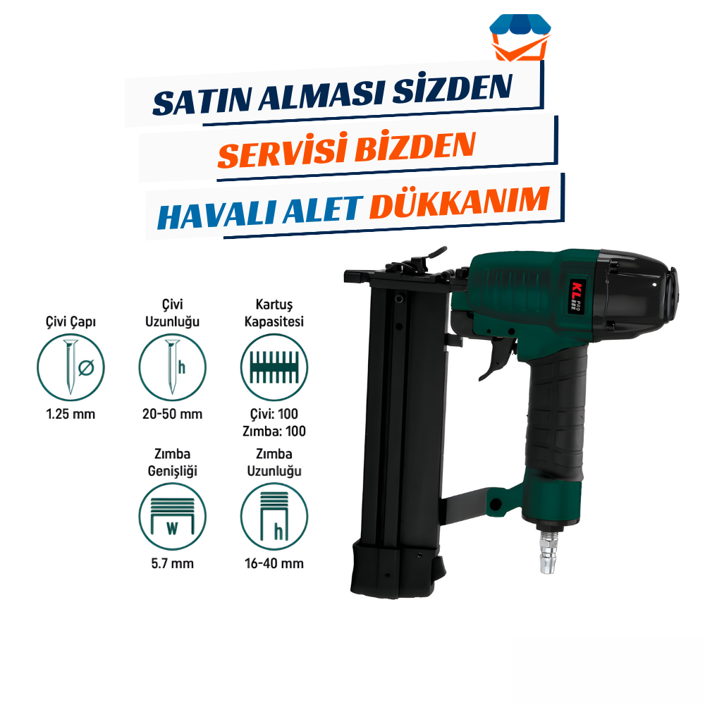 KL PRO KLZCT509040 Havalı Çivi-Zımba Çakma Tabancası