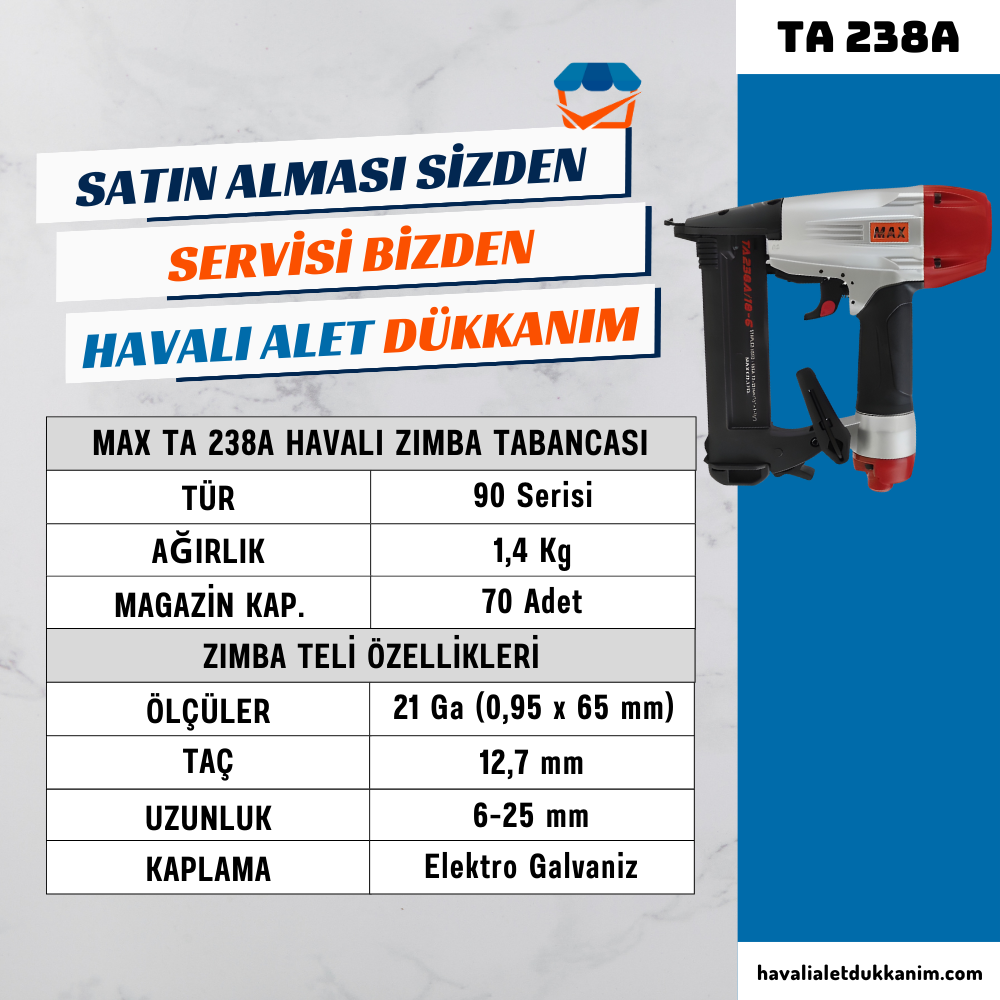 MAX TA 238A Havalı Zımba Tabancası