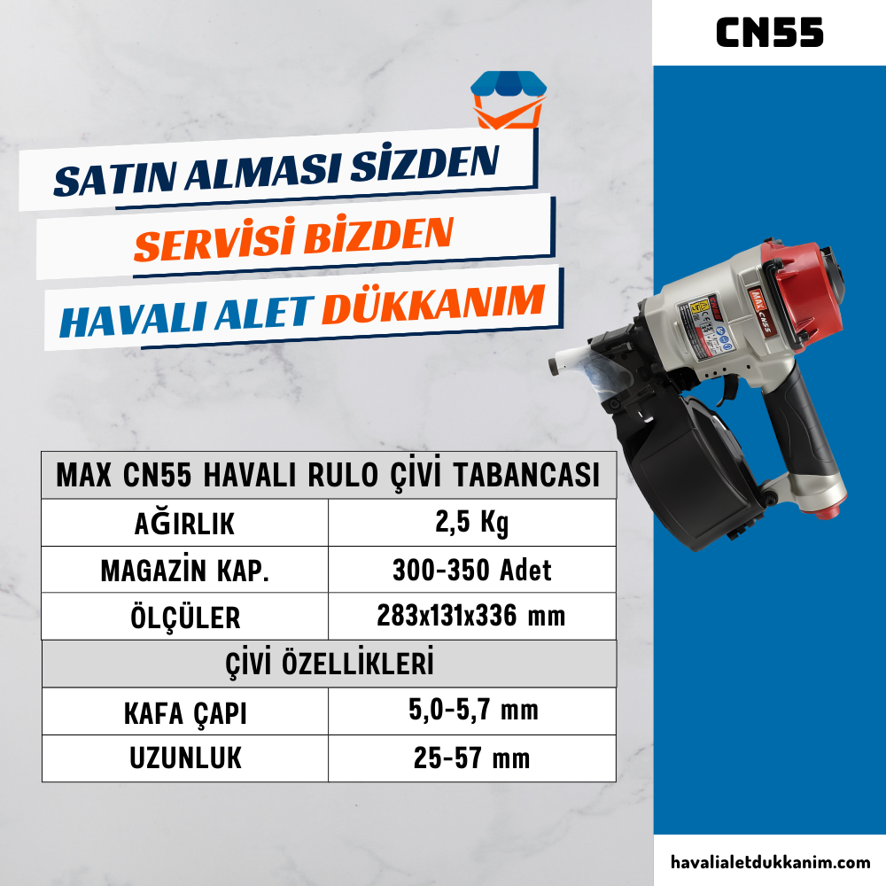 MAX CN55 Havalı Rulo Çivi Tabancası
