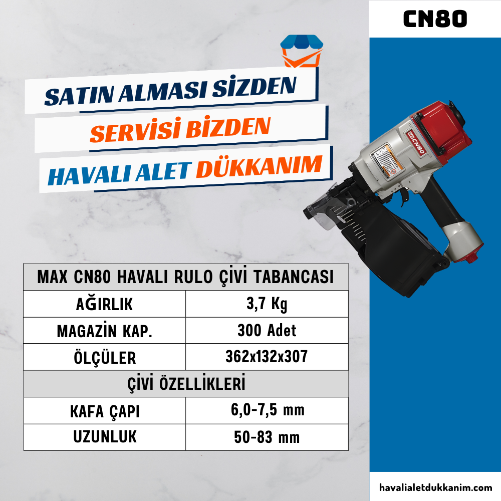 MAX CN80 Havalı Rulo Çivi Tabancası