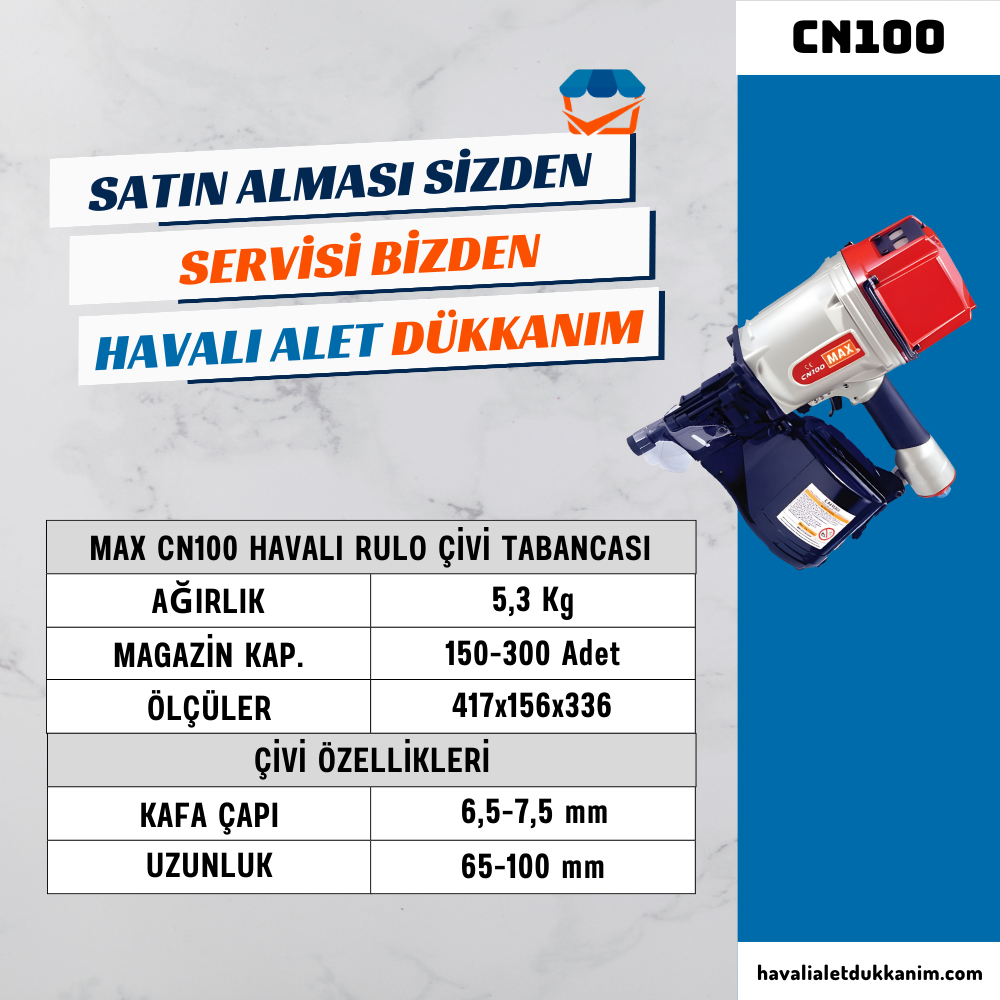 MAX CN100 Havalı Rulo Çivi Tabancası