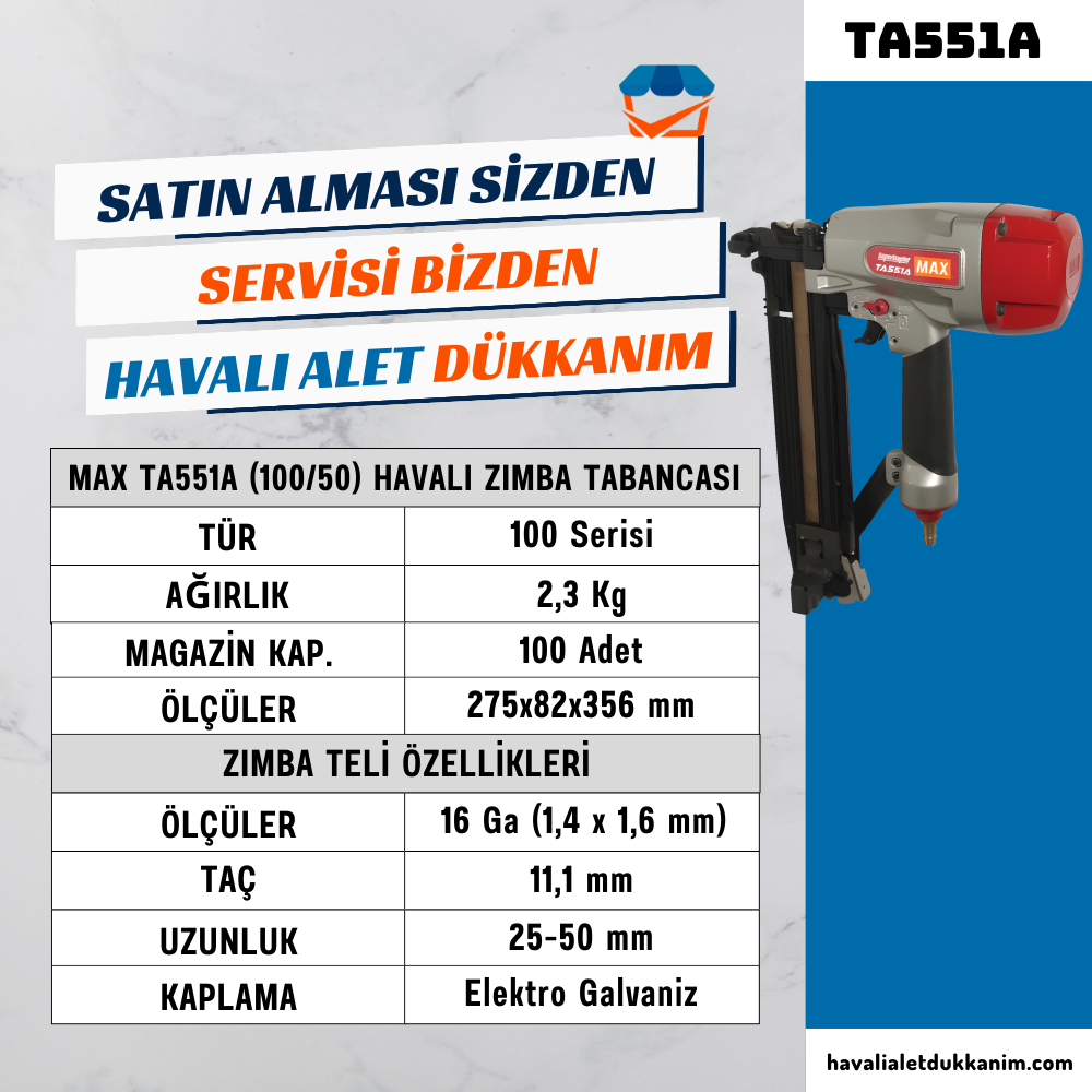 MAX TA551A (100/50) Havalı Zımba Tabancası