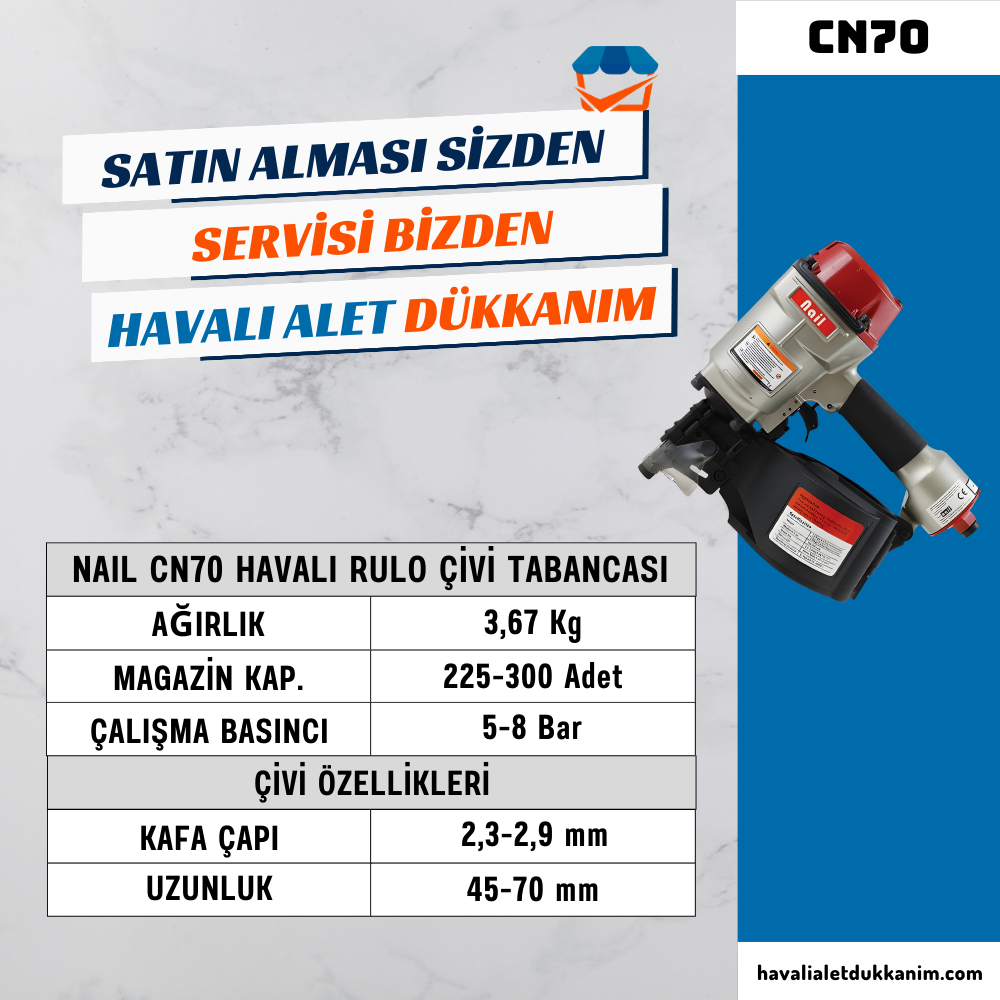 NAIL CN70 Havalı Rulo Çivi Tabancası