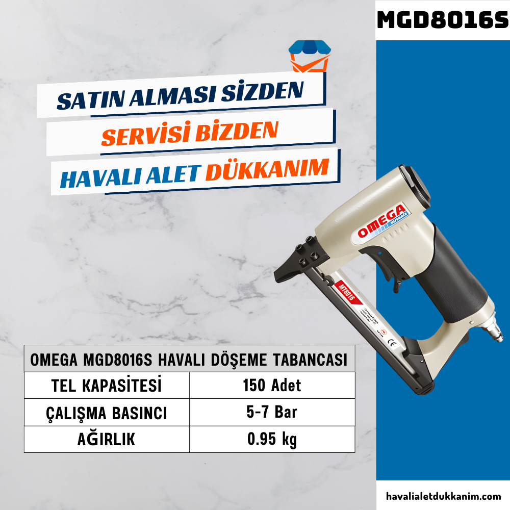 OMEGA MGD8016S Güvenlikli Döşeme Tabancası 6-16 mm