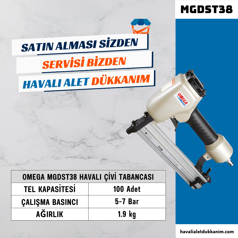 OMEGA MGDST38 Ağır Tip Çivi Tabancası 18-38 mm