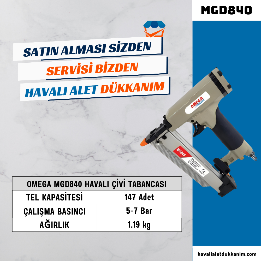 OMEGA MGD840 Başsız Çivi Tabancası 12-40 mm