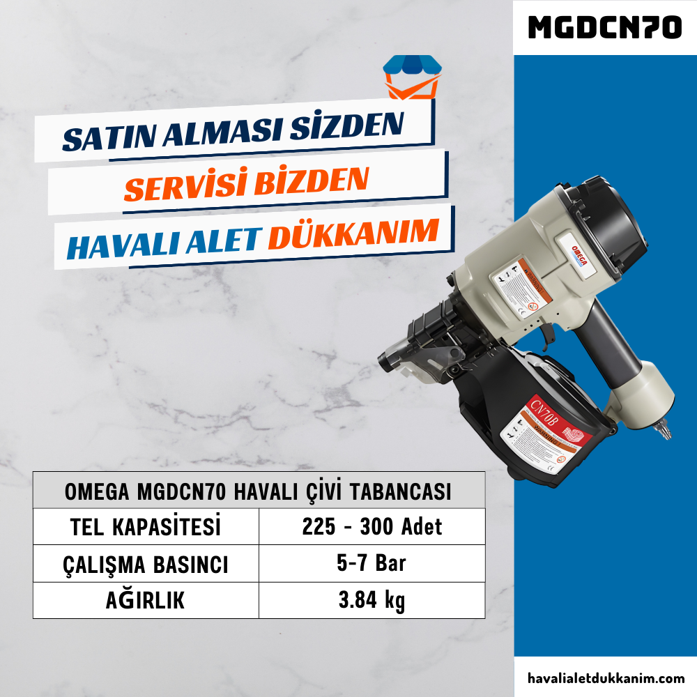 OMEGA MGDCN70 Roll Çivi Tabancası 45-70 mm