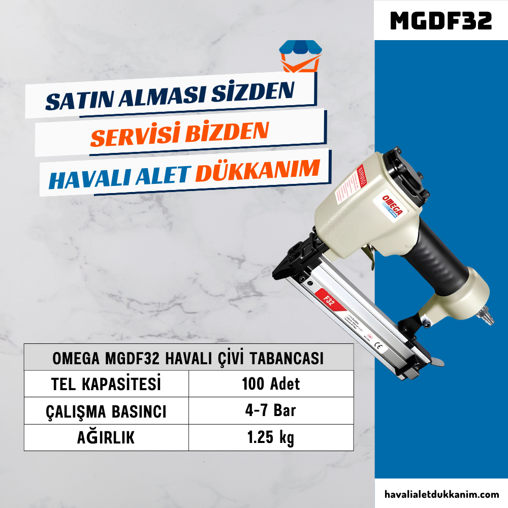 OMEGA MGDF32 Hafif Başlı Çivi Tabancası 10-32 mm
