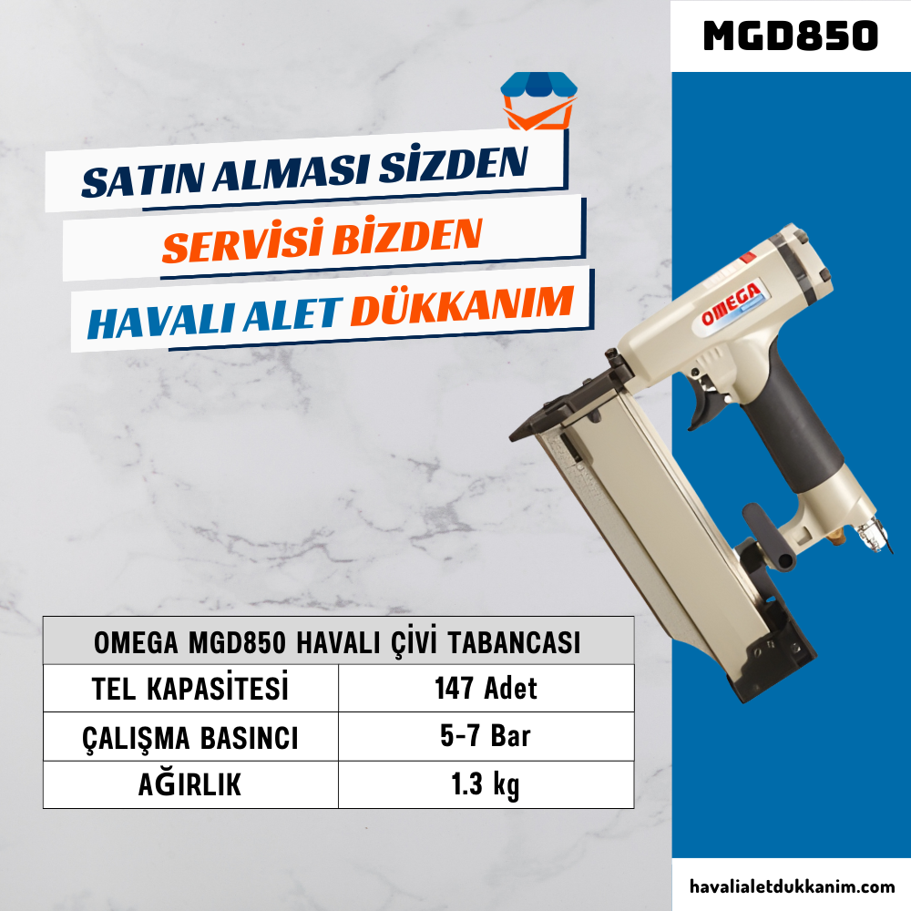 OMEGA MGD850 Başsız Çivi Tabancası 12-50 mm