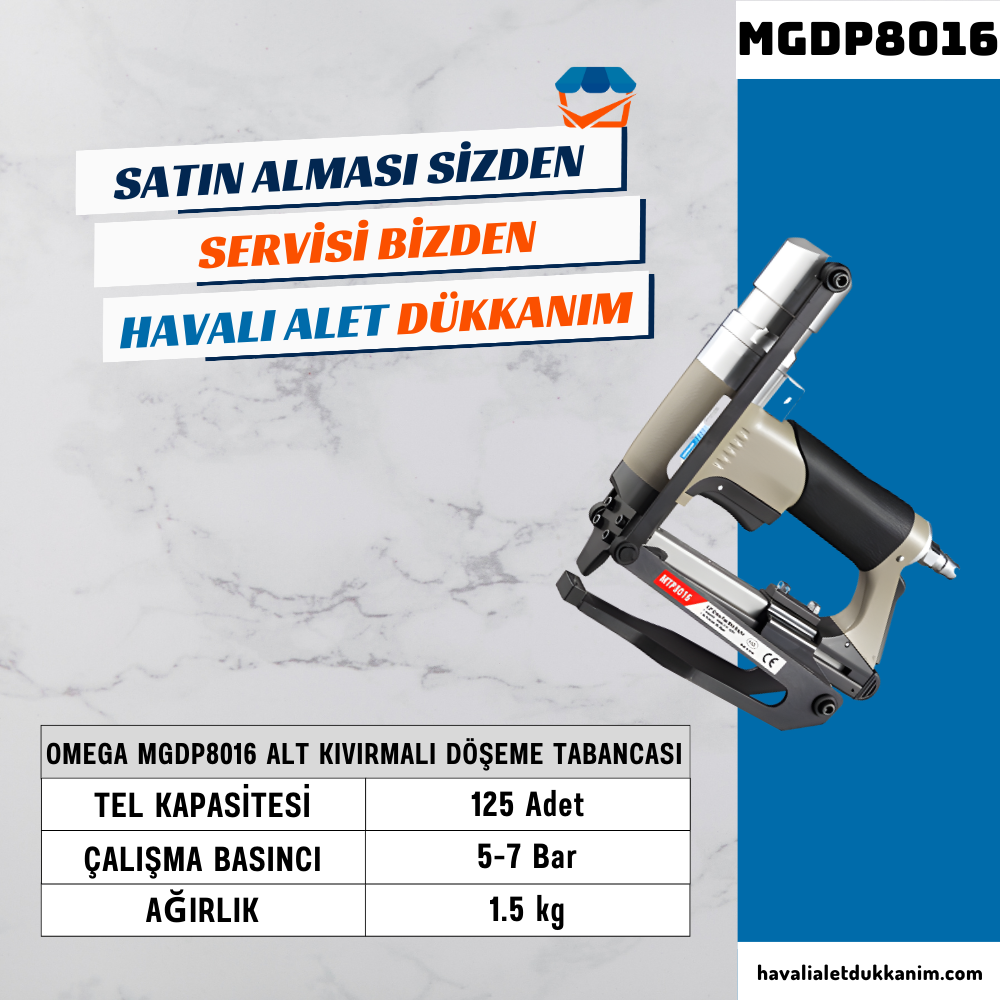 OMEGA MGDP8016 Alt Kıvırmalı Döşeme Tabancası