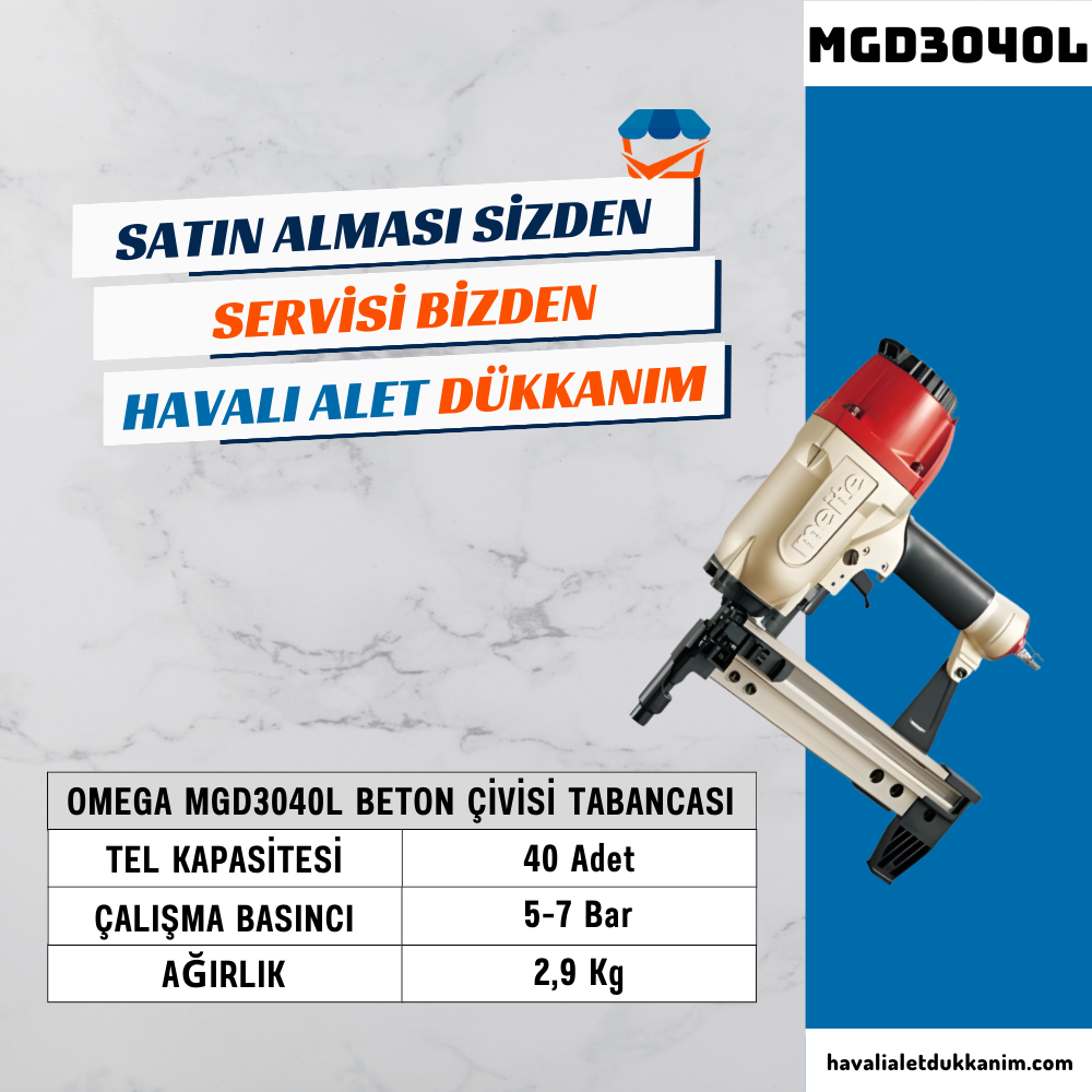 OMEGA MGD3040L Beton Çivisi Tabancası 12-40 mm