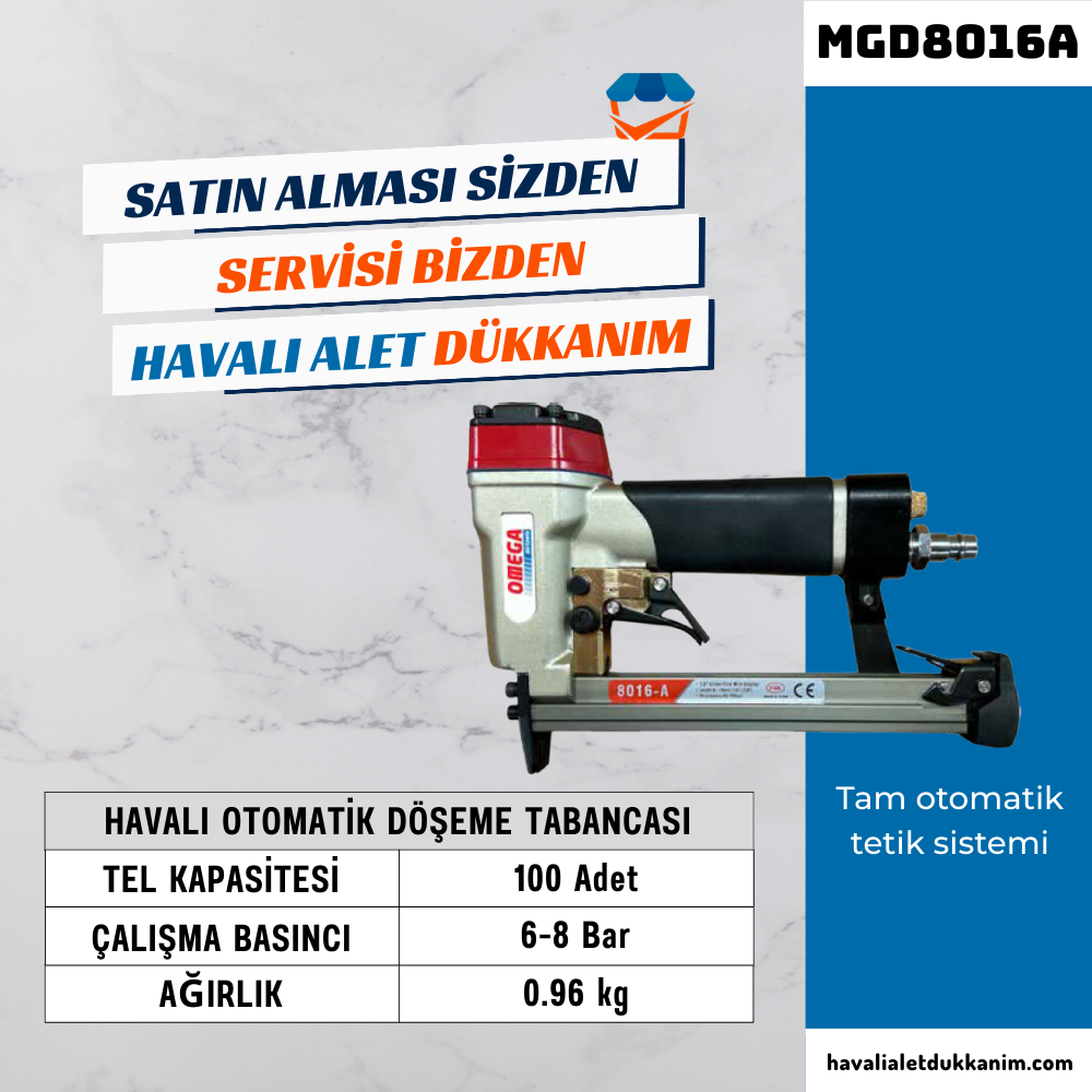 OMEGA MGD8016A Havalı Otomatik Döşeme Tabancası 6-16 mm