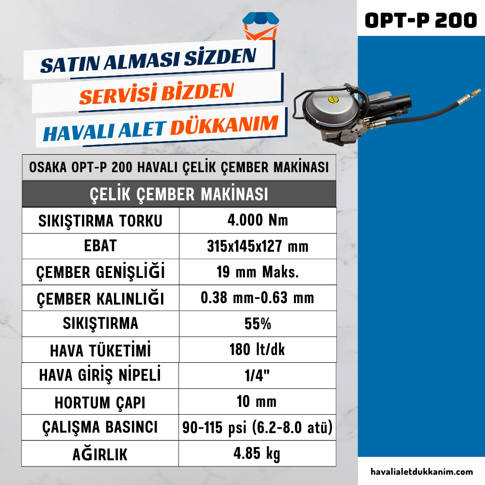 OSAKA OPT-P 200 Havalı Çelik Çember Makinesi