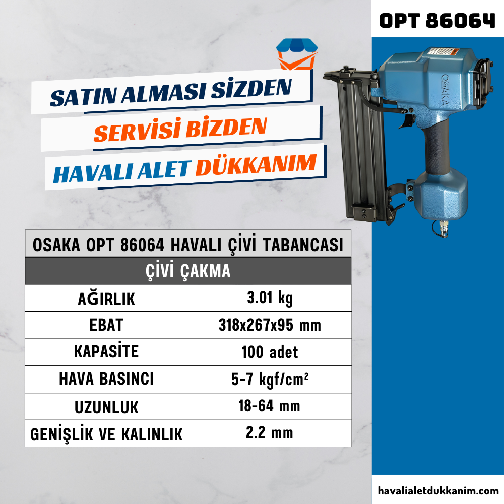 OSAKA OPT 86064 Havalı Çivi Tabancası 64 mm