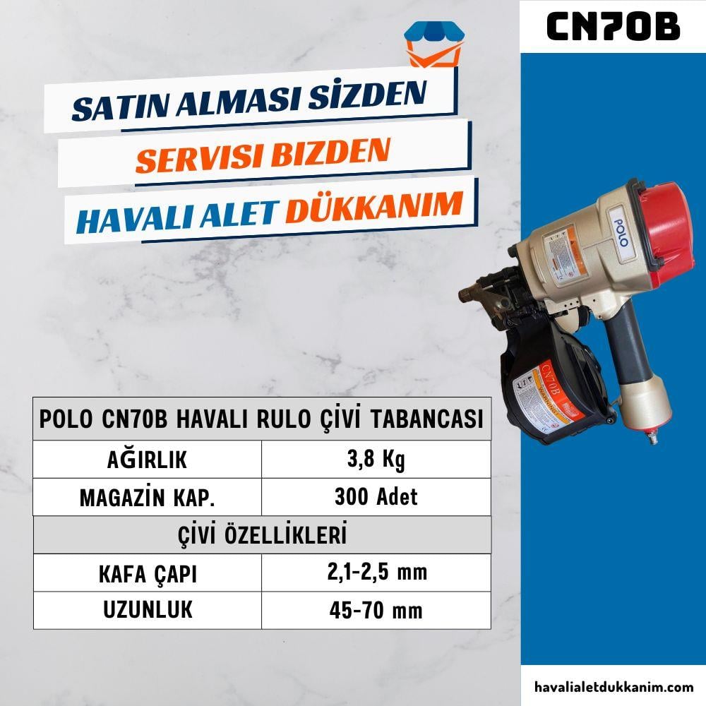 POLO CN70B Havalı Rulo Çivi Tabancası