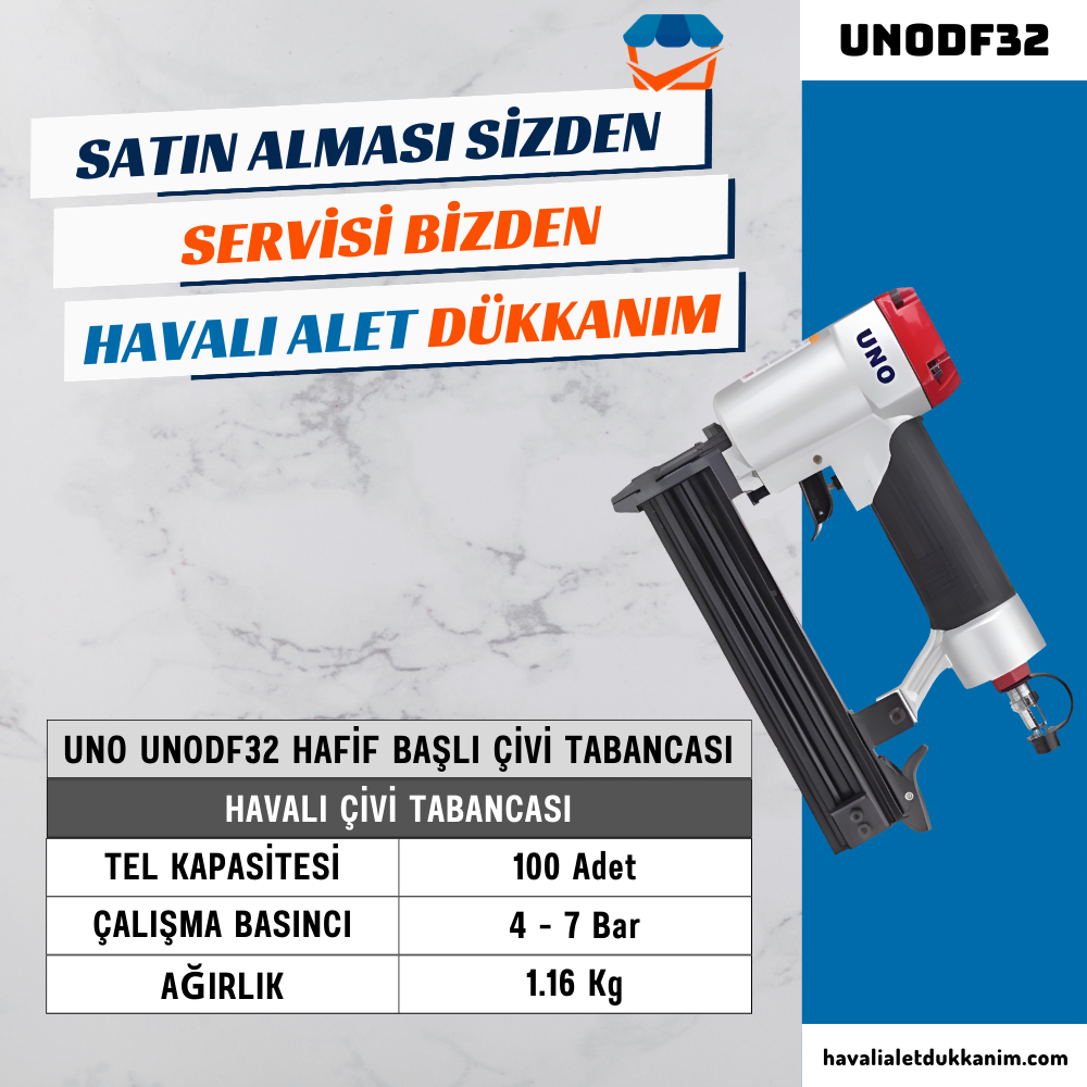 UNO UNODF32 Hafif Başlı Çivi Tabancası 10-32 mm