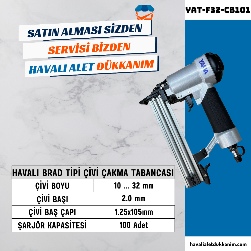 YAMA YAT-F32-CB101 Havalı Brad Tipi Çivi Çakma Tabancası