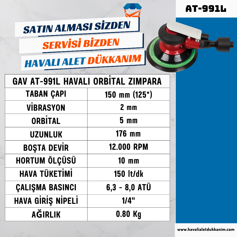 GAV AT-991L Havalı Orbital Zımpara 6