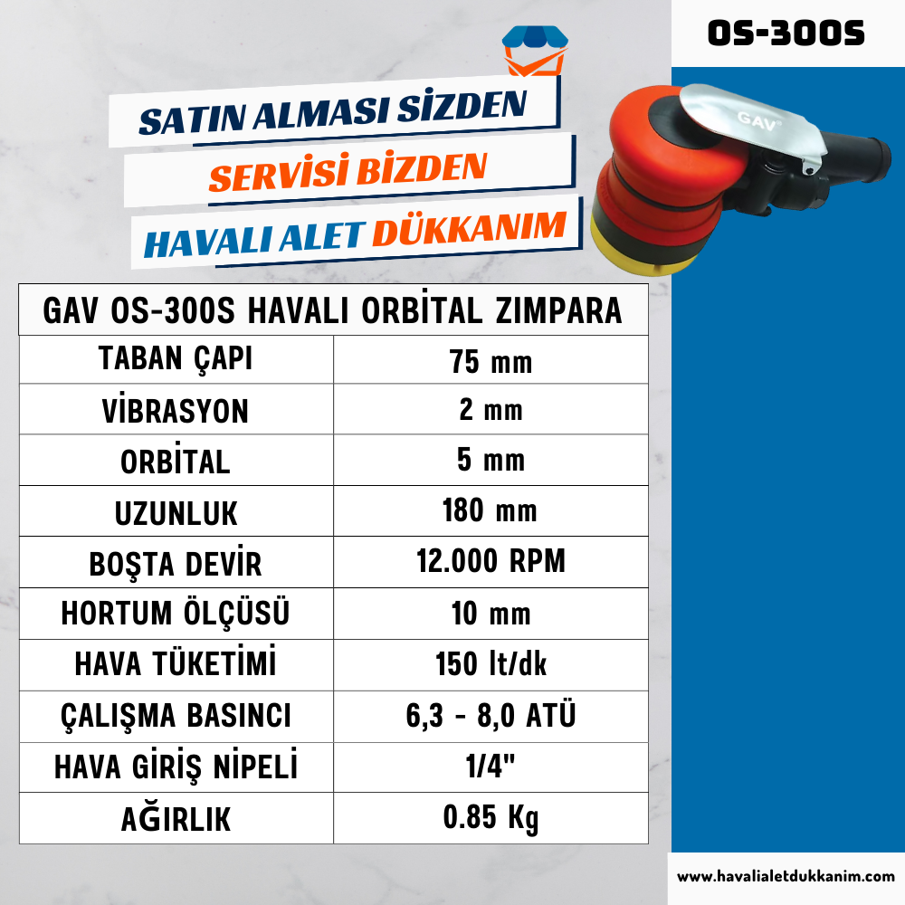 GAV OS-300S Havalı Orbital Zımpara 3