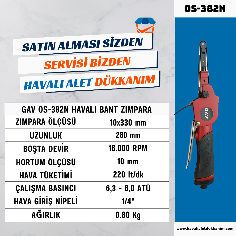 GAV OS-382N Havalı Bant Zımpara