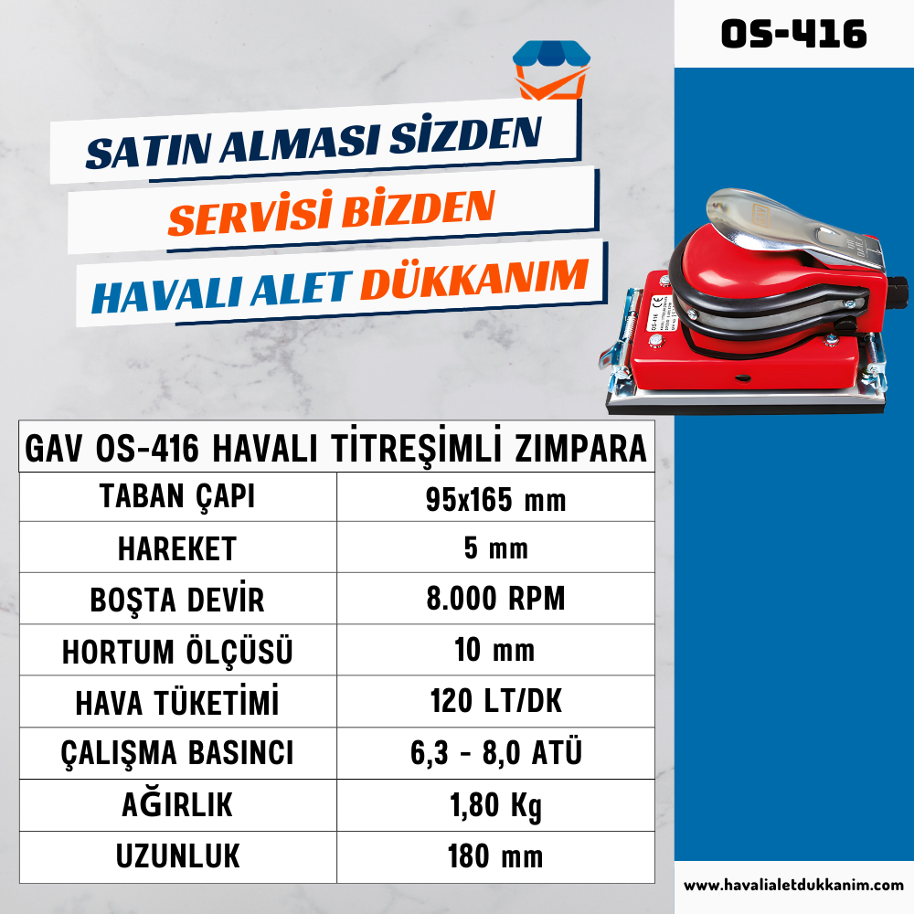 GAV OS-416 Havalı Titreşimli Zımpara
