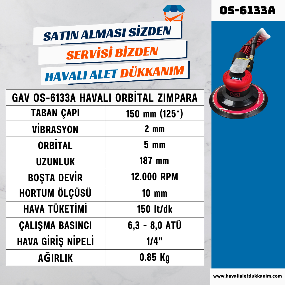 GAV OS-6133A Havalı Orbital Zımpara 6