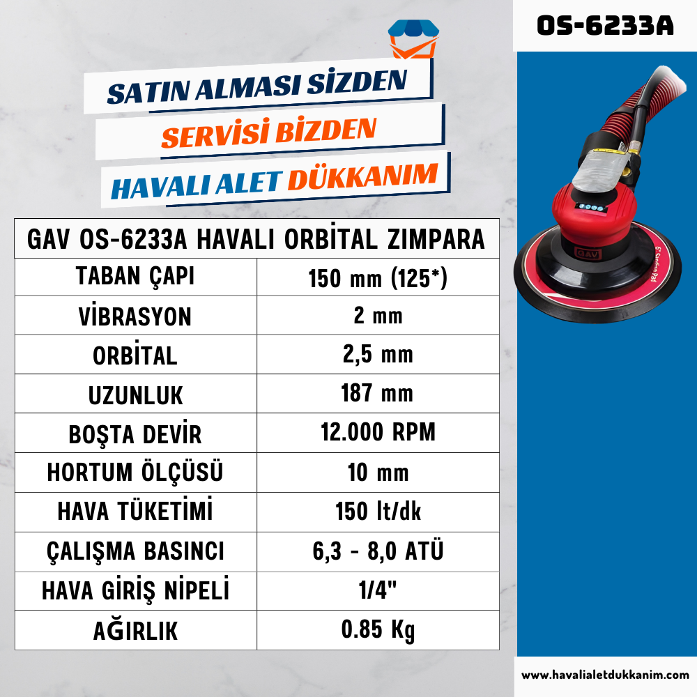 GAV OS-6233A Havalı Orbital Zımpara 6